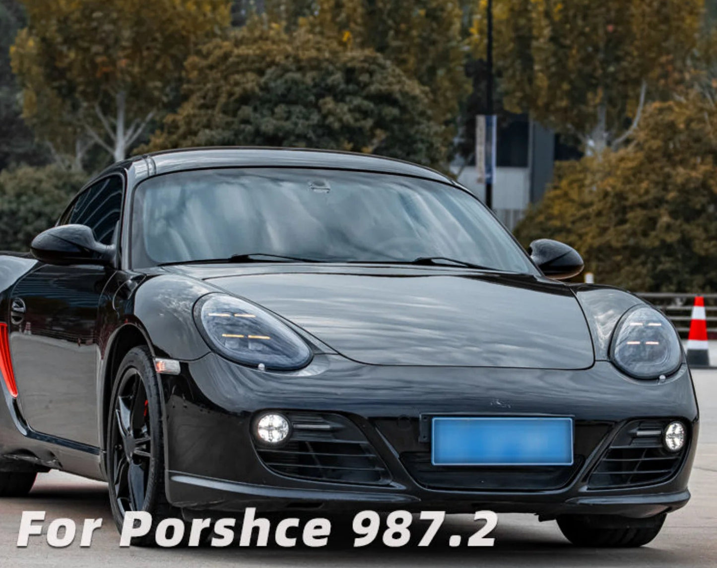Black Porsche 987.2 car on a road showcasing Fast Life Customs Products