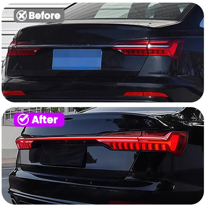Audi A6 2019-2024 LED Rear Light Bar before and after installing