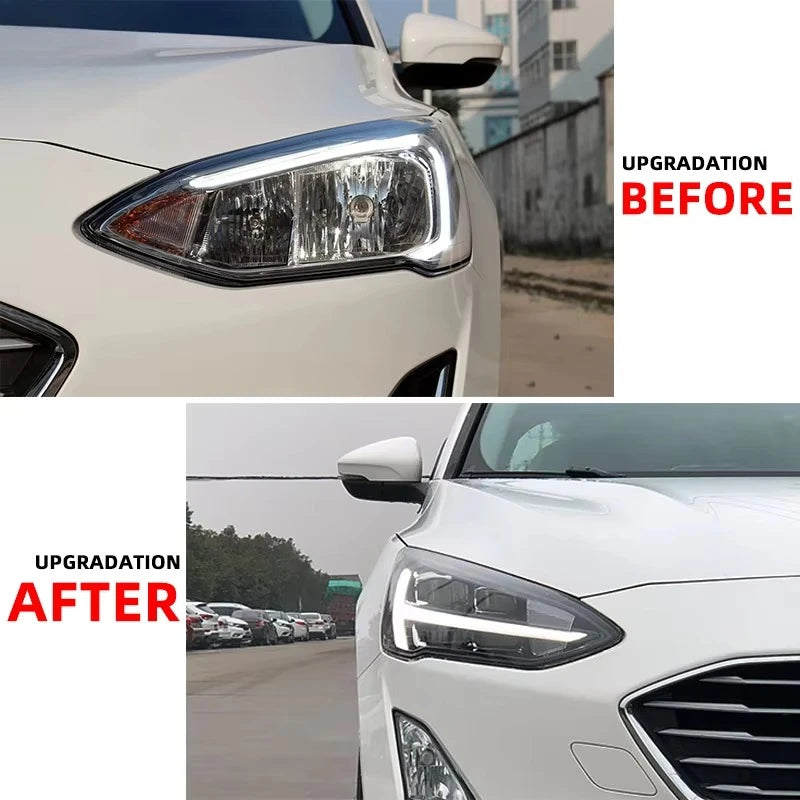 Ford Focus 2018-2021 LED Headlight Upgrade Before and After
