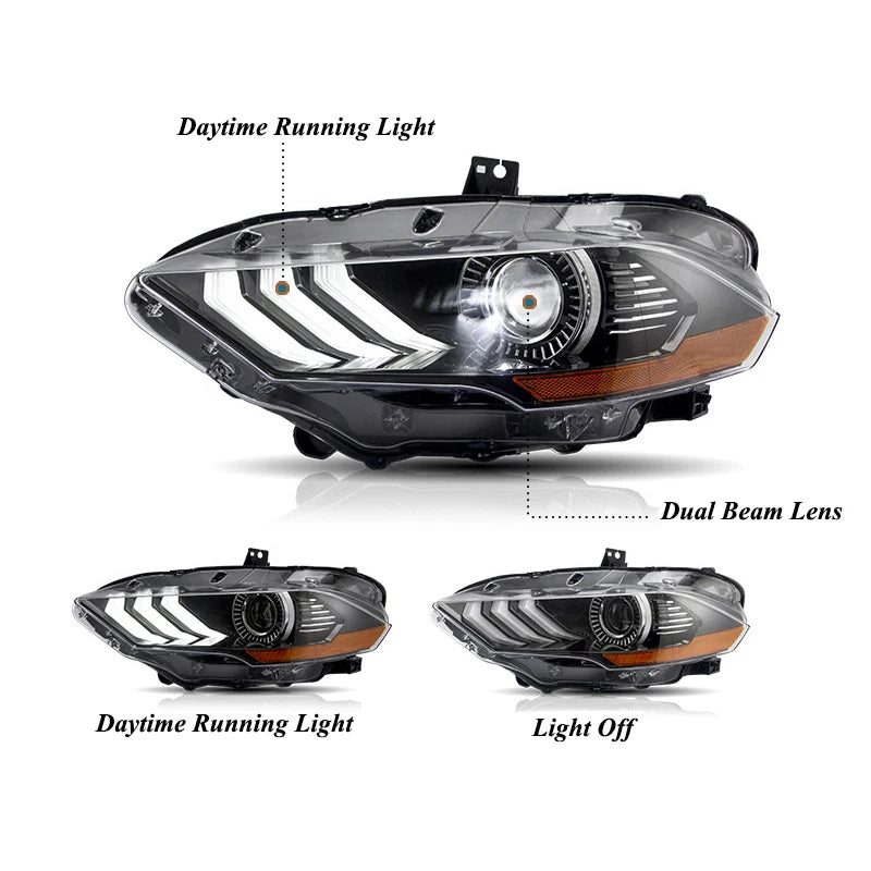 Ford Mustang 2015-2018 LED Headlight Upgrade Installed Diagram