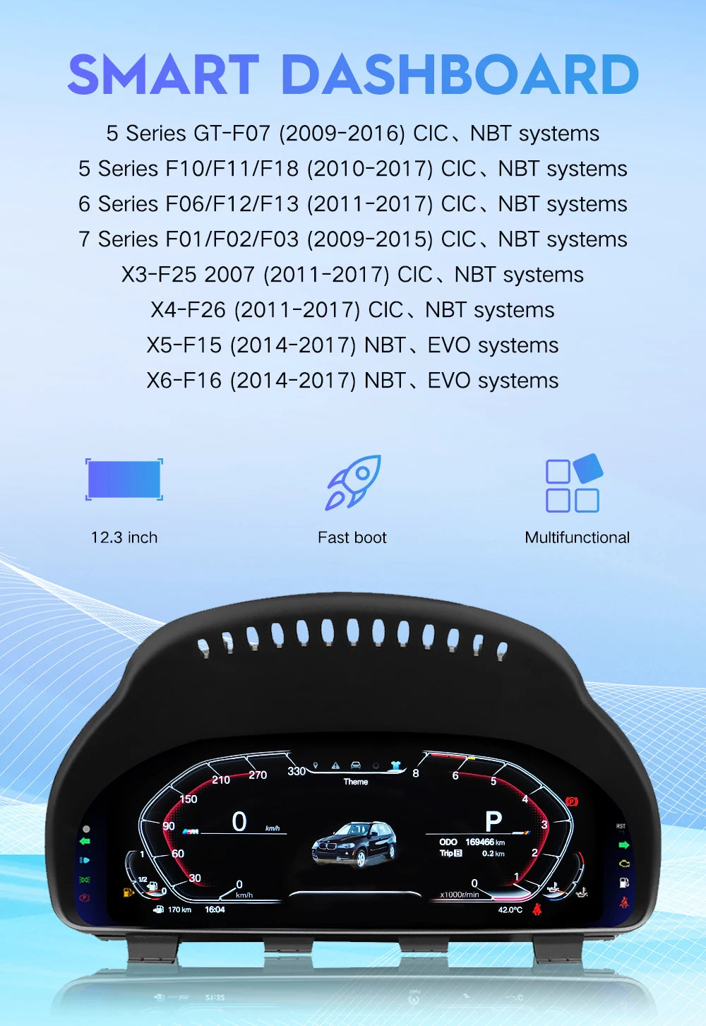 BMW X3  2011-2017 F25 12.3" LCD Digital Instrument Cluster