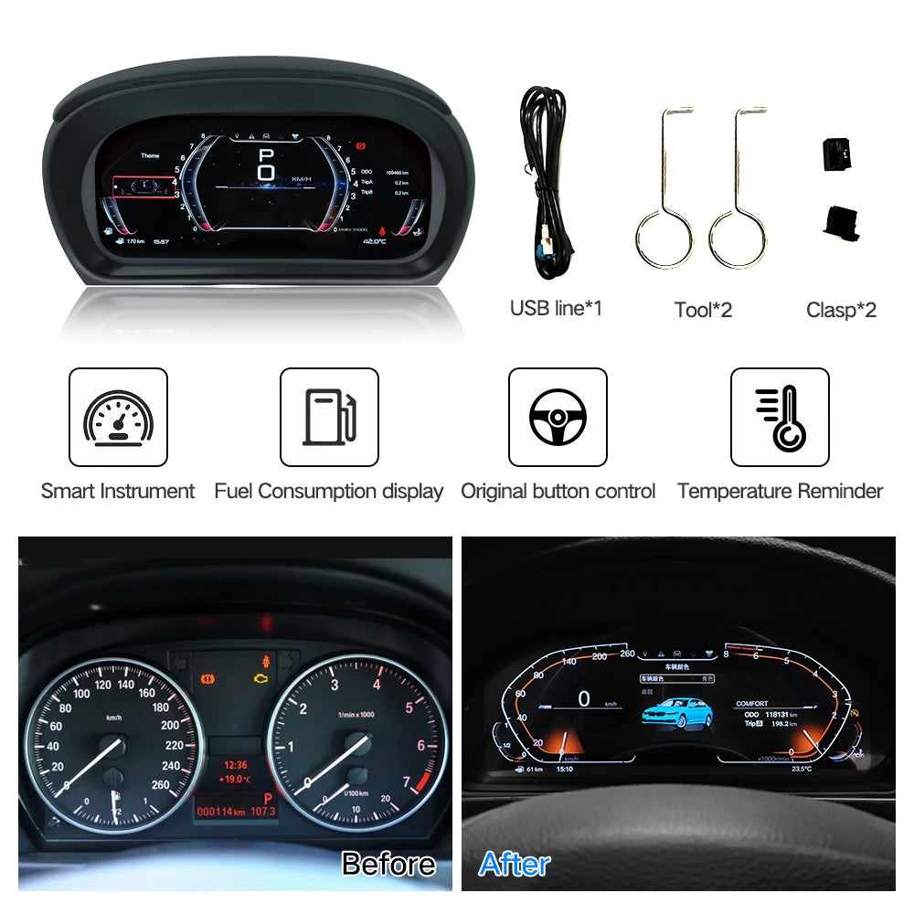 BMW 3 Series 2005-2012 E90 E91 E92 E93 10.25" LCD Digital Dashboard with Carplay customs