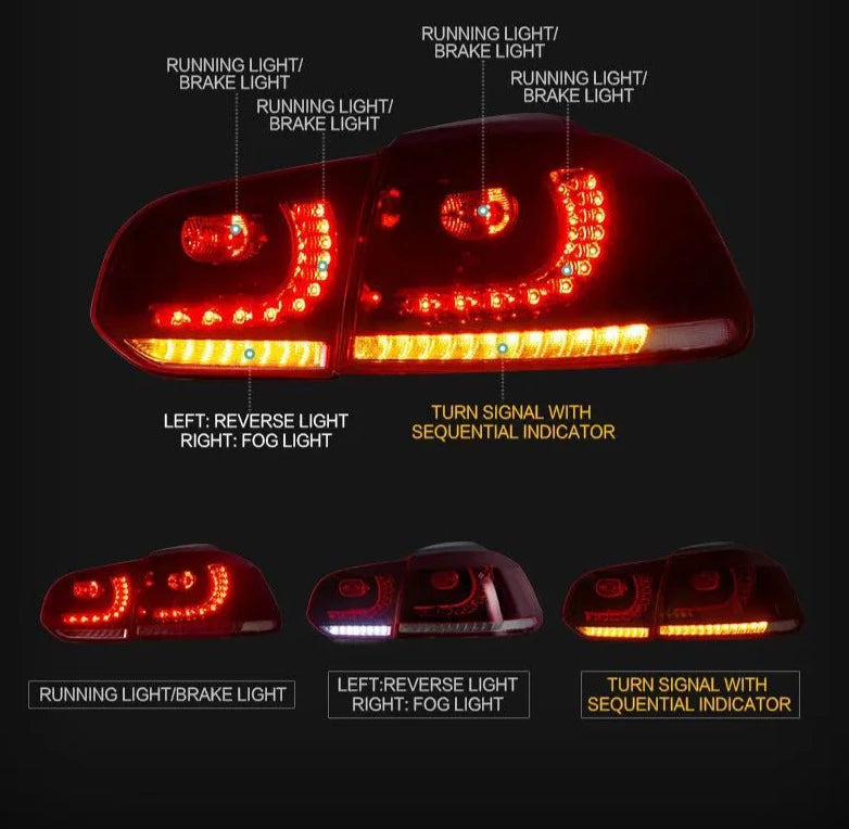 Volkswagen Golf MK6 2008-2013 LED Sequential Rear Light Upgrade