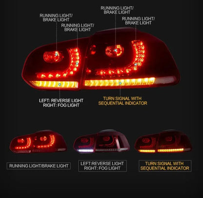 Volkswagen Golf MK6 2008-2013 LED Sequential Rear Light Upgrade