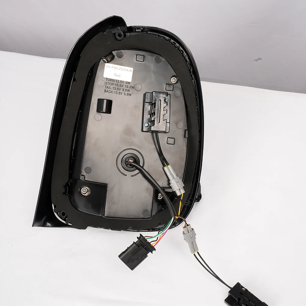 Back view of the lights with wiring on a white background