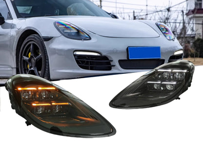 Car headlights for Porsche 981 Cayman 2013-2015.
