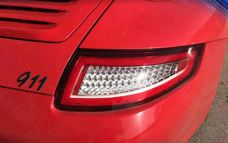 Red Porsche 911/997 with fast life's plug and play led rear lights