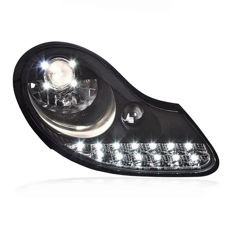 Porsche Boxster 986 LED Headlight Upgrade on white background with DRL