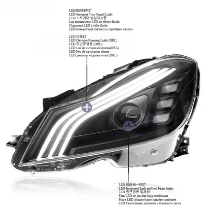 Mercedes Benz C Class 2007-2014 W204 LED Headlight Upgrade