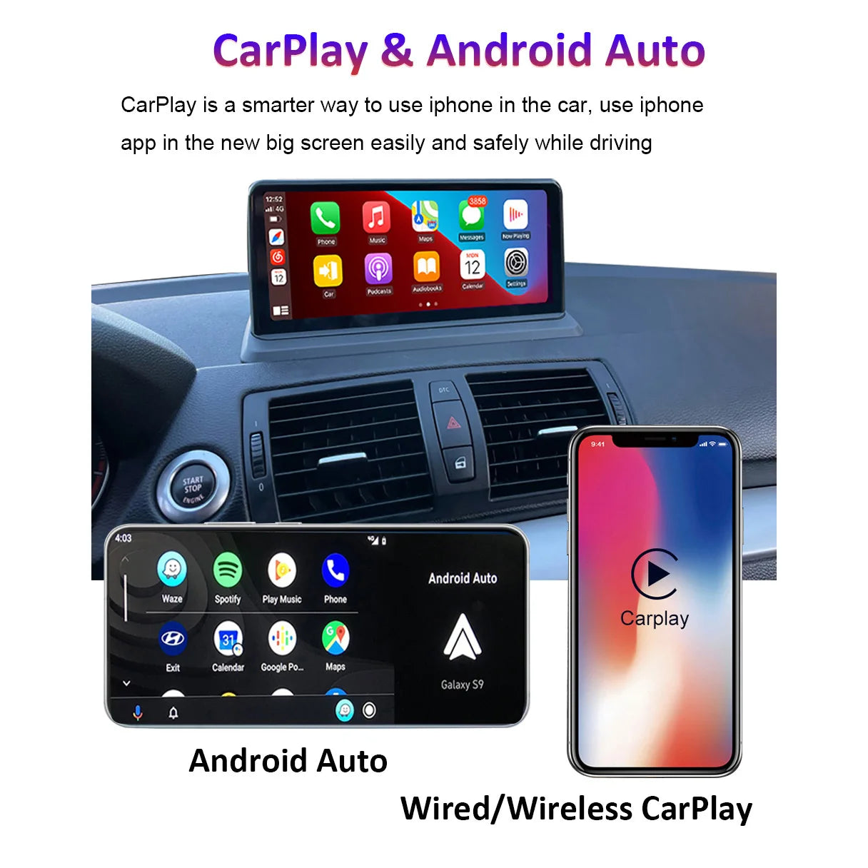 Apple CarPlay Screen 10.25" For BMW 1 Series E81 E82 E87 E88