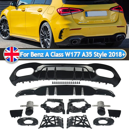 A35 AMG Style Rear Diffuser For Mercedes A-Class W177 2019+