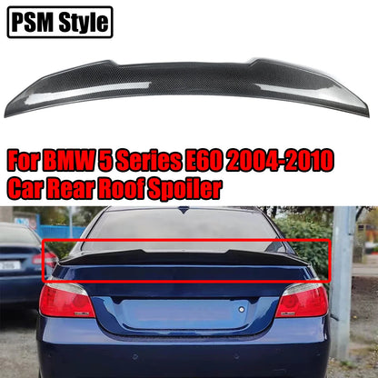 PSM Style Car Rear Roof Spoiler For 2004-2010 BMW 5 Series E60 ABS Trunk Tail Wing Diffuser Carbon Fiber Style Glossy Black