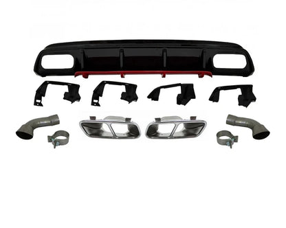 A45 AMG Style Rear Diffuser With Exhaust Tips For Mercedes-Benz A-Class W176 2013-2018