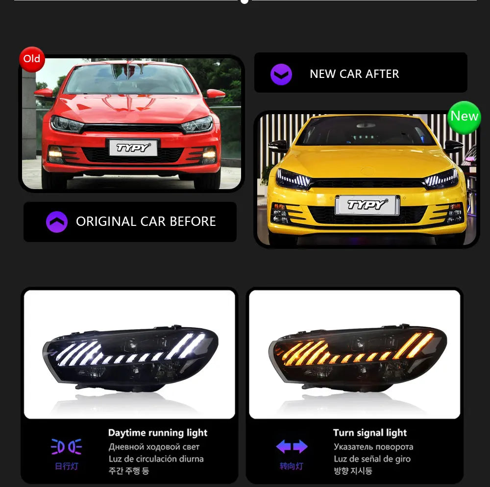 Volkswagen Scirocco 2009-2017 LED Headlight Upgrade Audi Style